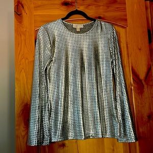 Michael Kors silver long sleeve top Medium